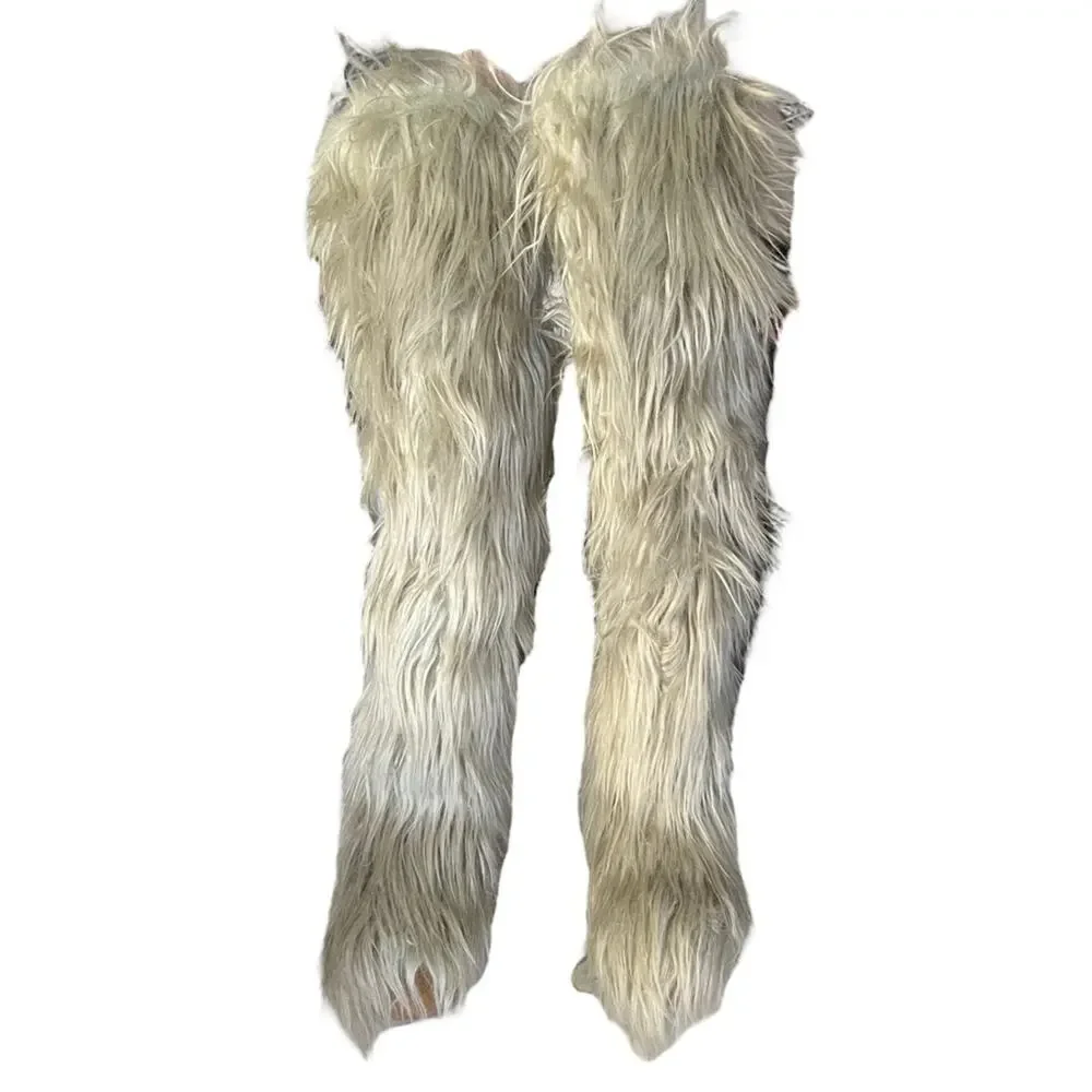 Jeffrey Campbell Fluffy Ok Knee High Platform Boots In Mint Green Size 5